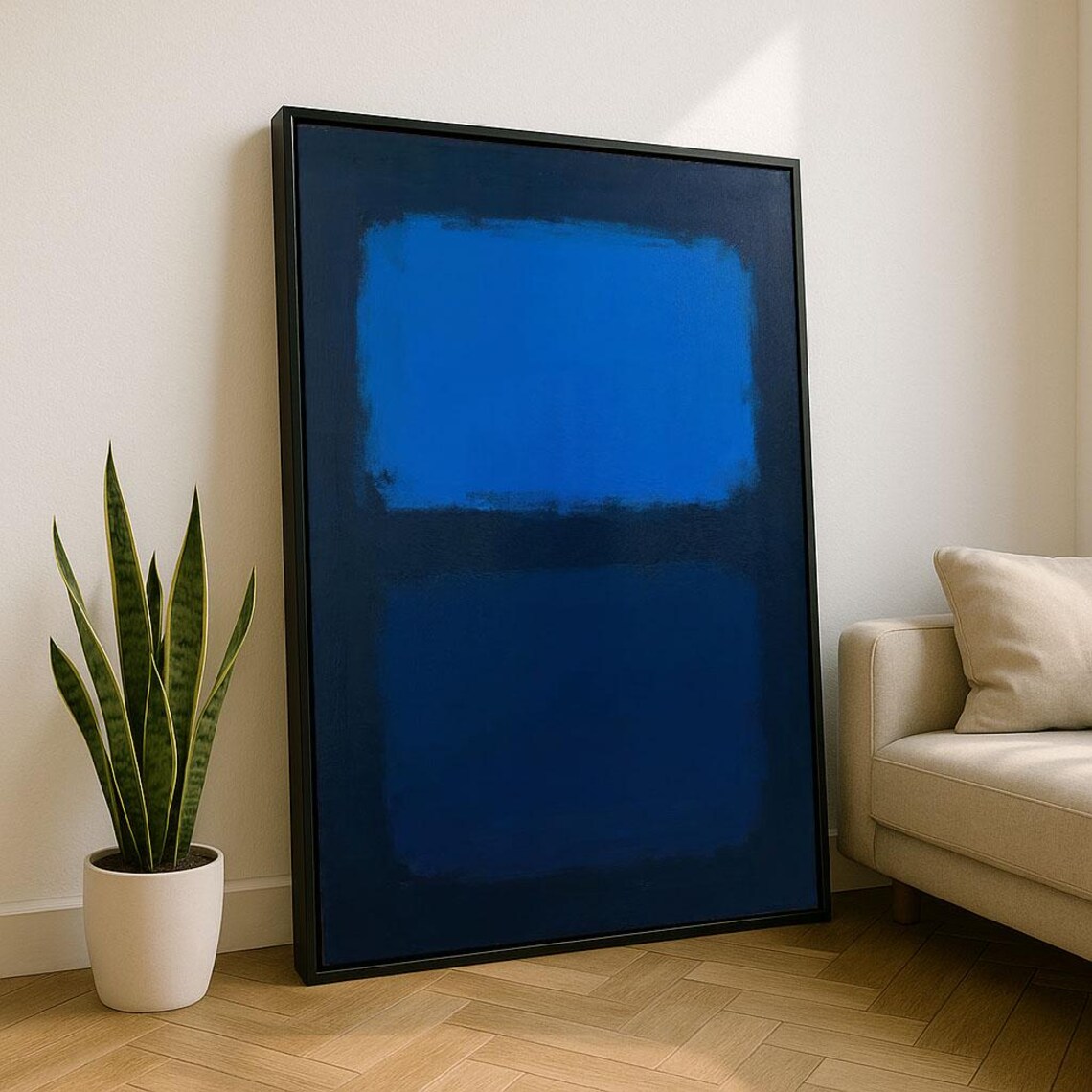 Bold Cobalt Blue Color Field Abstract Minimalist Modern Art Print