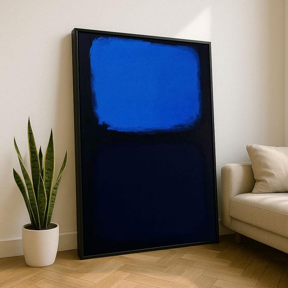 Bold Blue Rothko Style Color Field Canvas Wall Art Print Modern Living Room Decor Statement Piece