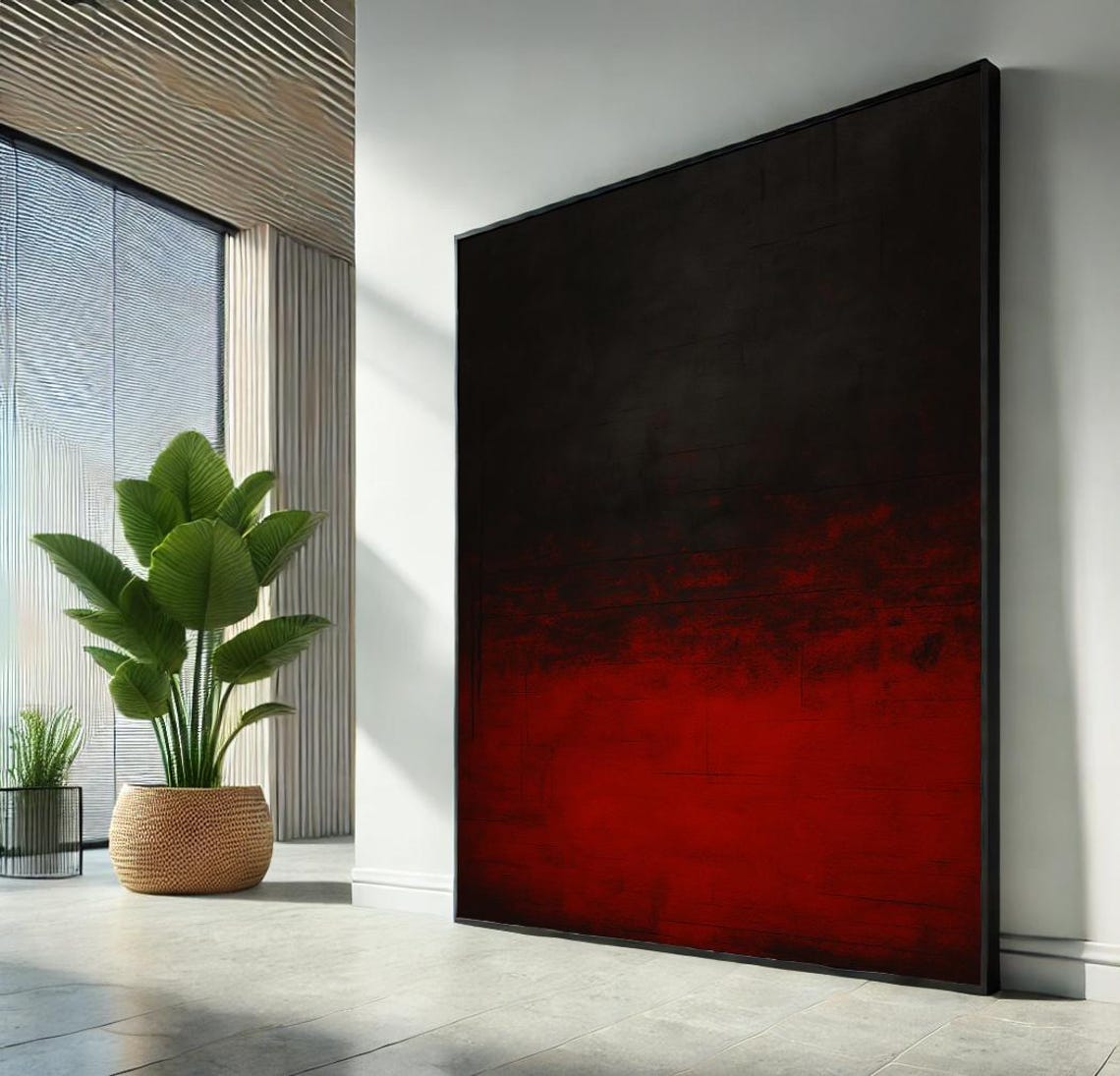 Black to Deep Red Gradient Abstract Dramatic Moody Modern Art Poster