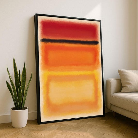 Bold Red Rothko Style Color Field Canvas Wall Art Print Modern Living Room Decor Statement Piece