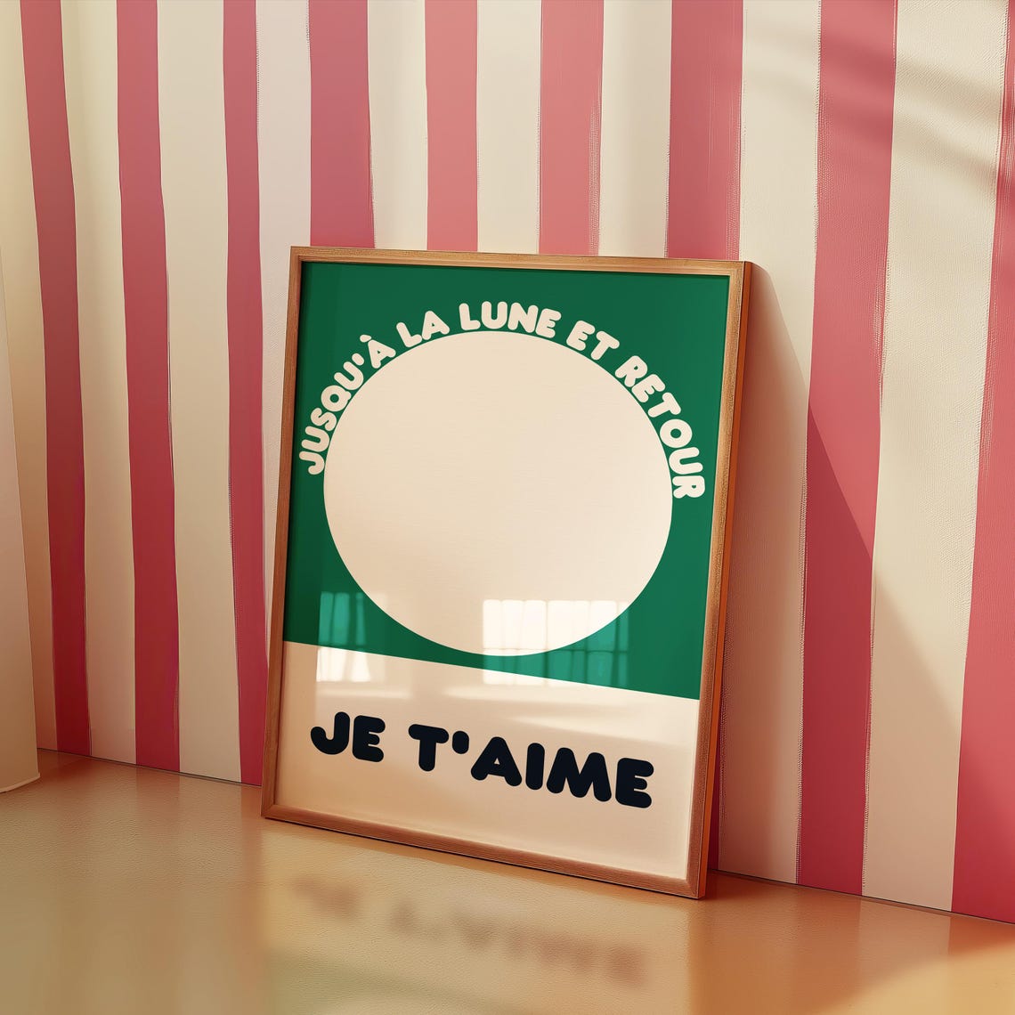 Jusqu a la Lune Je T Aime Green Moon Nursery Quote Art Poster