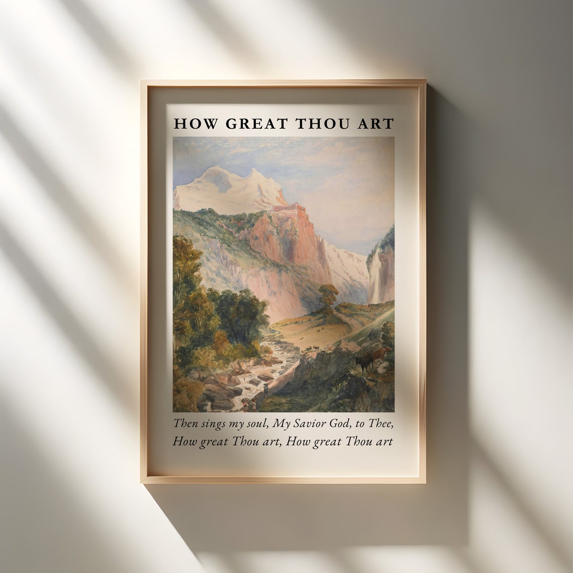 How Great Thou Art Hymn Mountain Watercolor Worship Scripture Print - Image 2