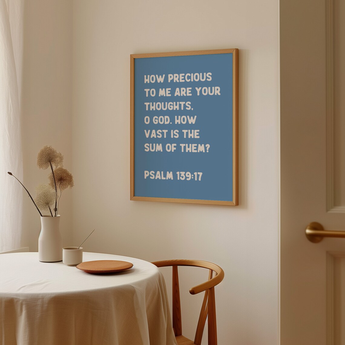 How Precious To Me Are Your Thoughts Psalm 139 17 Blue Typography Wall Art - Image 4