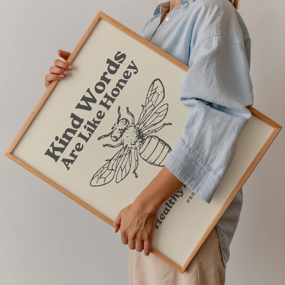 Kind Words Are Like Honey Proverbs 16 24 Vintage Bee Bible Verse Poster - Image 3