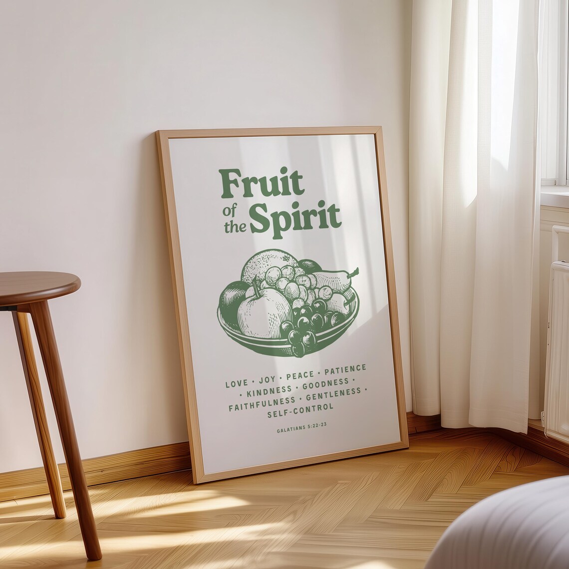Fruit of the Spirit Galatians 5:22-23 Green Fruit Bowl Poster - Image 2