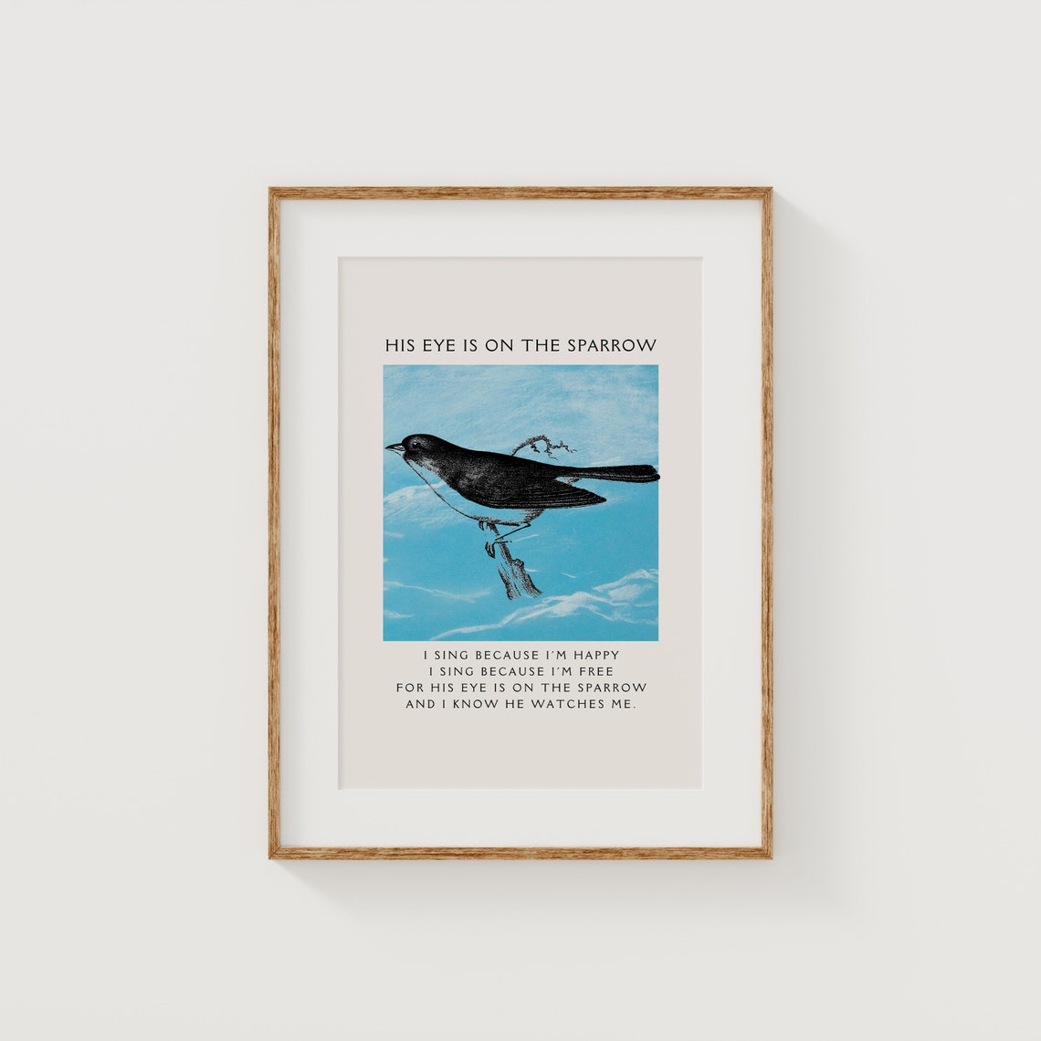 His Eye Is on the Sparrow Hymn Bird Vintage Christian Scripture Poster - Image 4