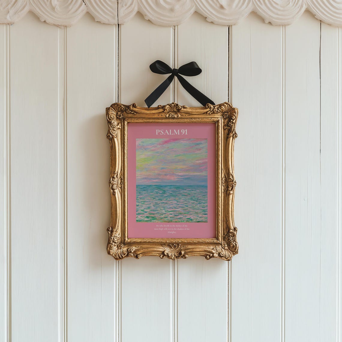 Psalm 91 Shelter Of The Most High Pink Impressionist Seascape Poster - Image 4