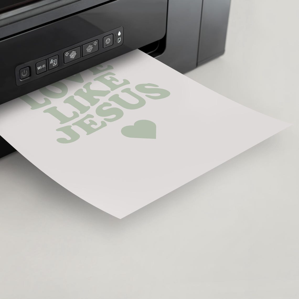 Love Like Jesus Sage Green Retro Wavy Typography Heart Verse Poster - Image 4