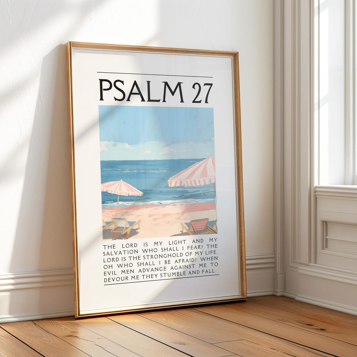 Psalm 27 The Lord Is My Light Beach Umbrella Coastal Painting Poster - Image 4