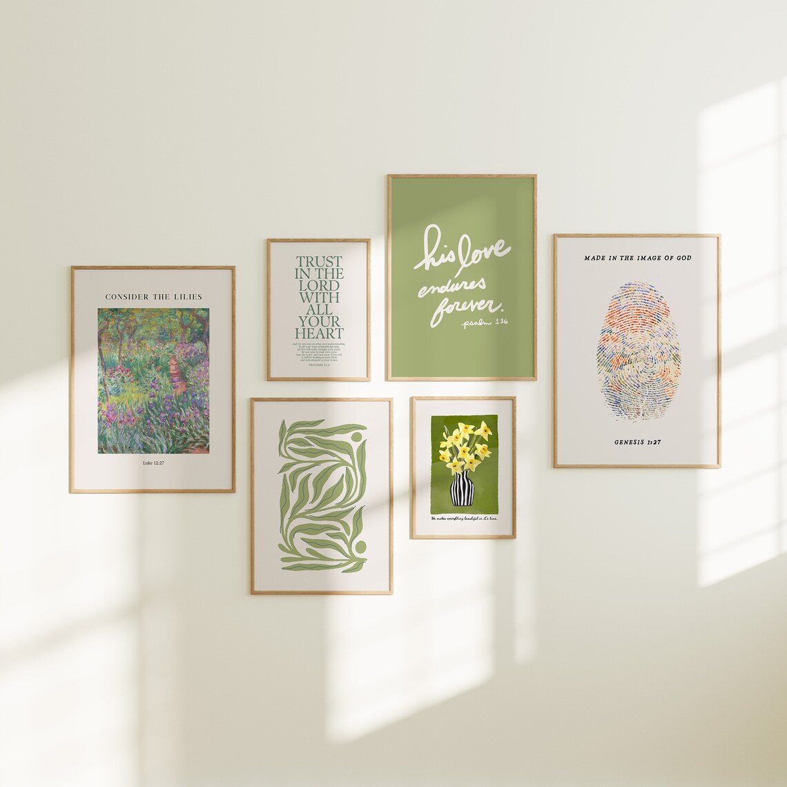Spring Christian Gallery Wall Set, Bible Verse Art Print