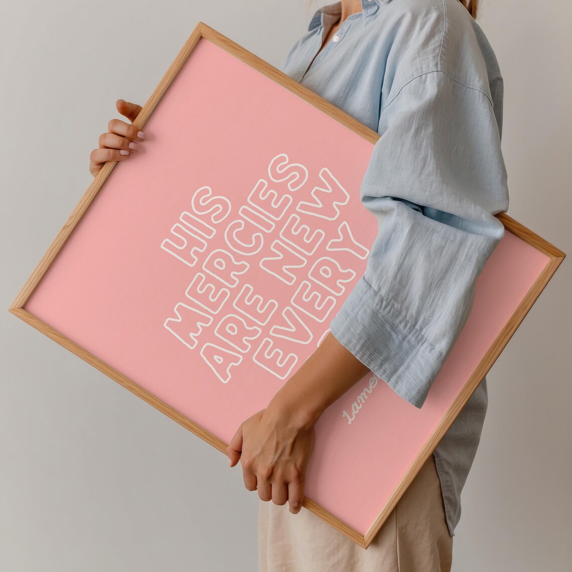 His Mercies Are New Every Morning Coral Outline Lettering Poster - Image 3