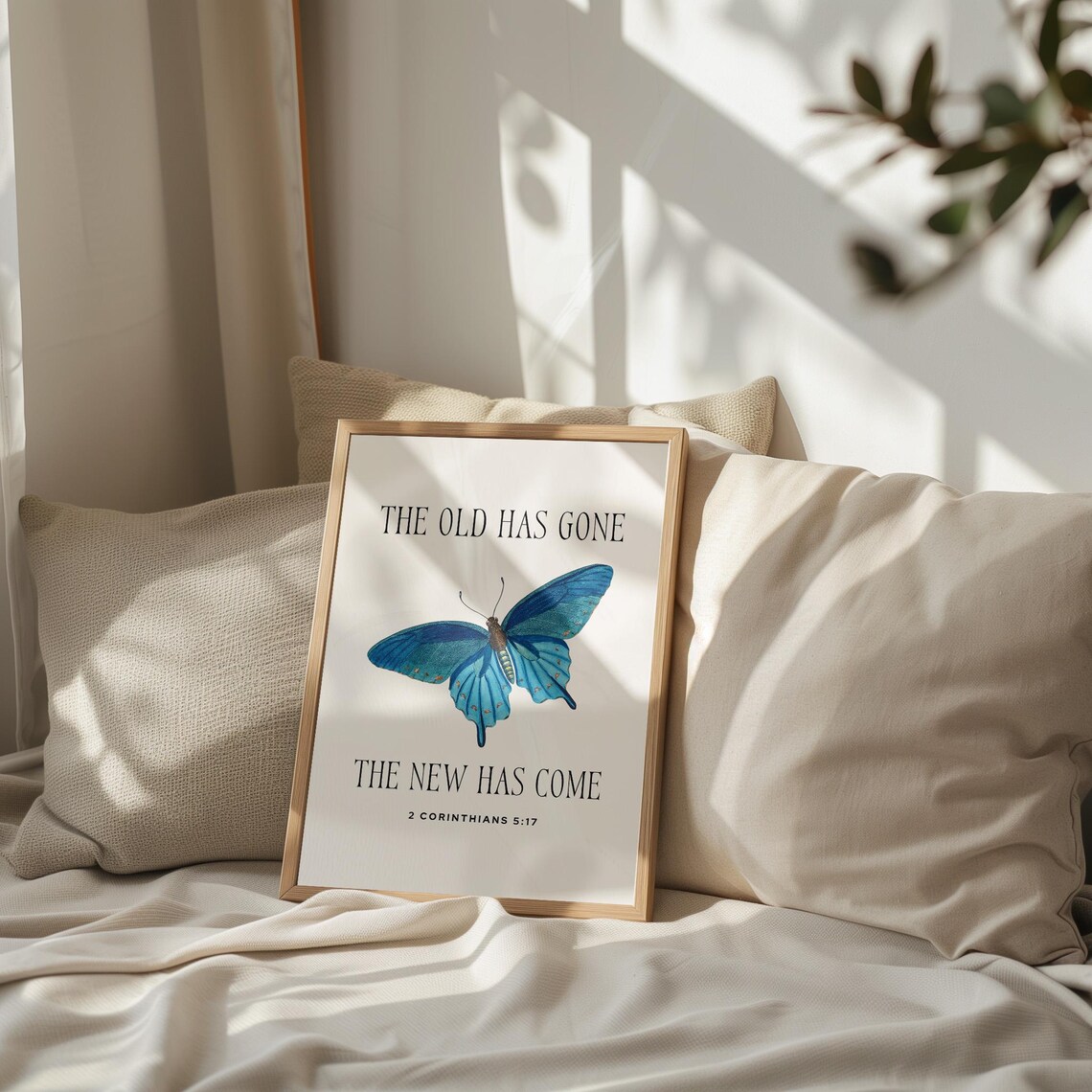 The Old Has Gone The New Has Come 2 Corinthians 5 17 Blue Butterfly Poster - Image 3