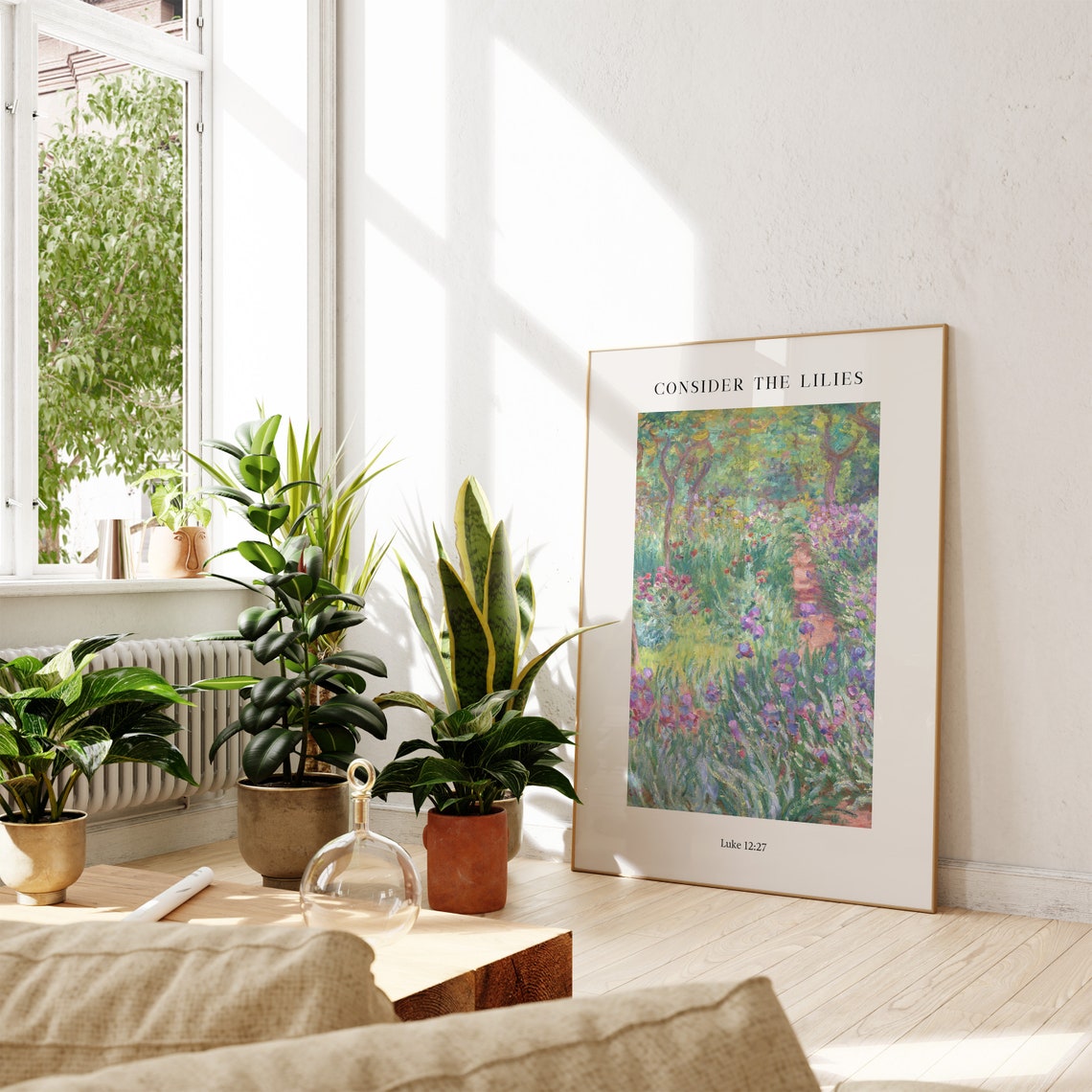 Consider the Lilies Luke 12:27 Impressionist Iris Garden Poster - Image 4