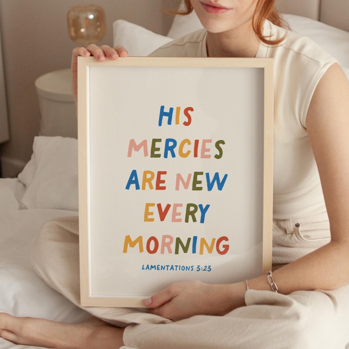 His Mercies Are New Every Morning Lamentations 3 23 Rainbow Letter Poster - Image 3