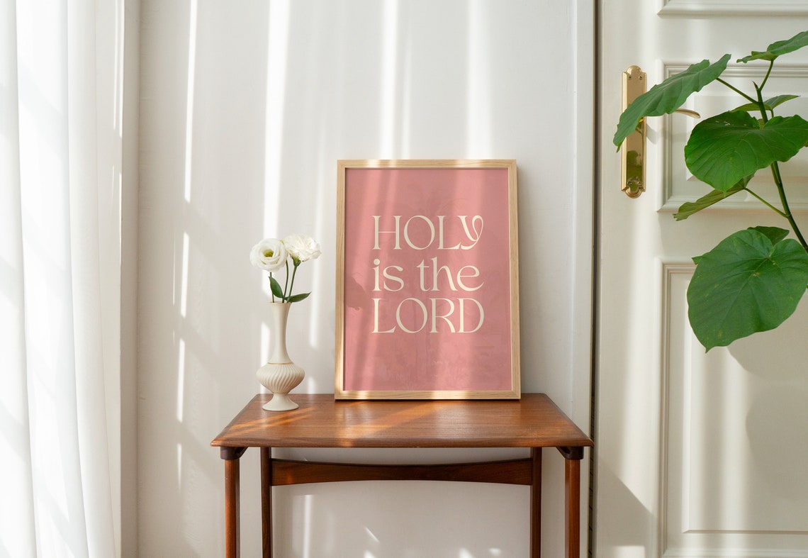 Holy Is the Lord Mauve Serif Christian Worship Quote Wall Art - Image 2