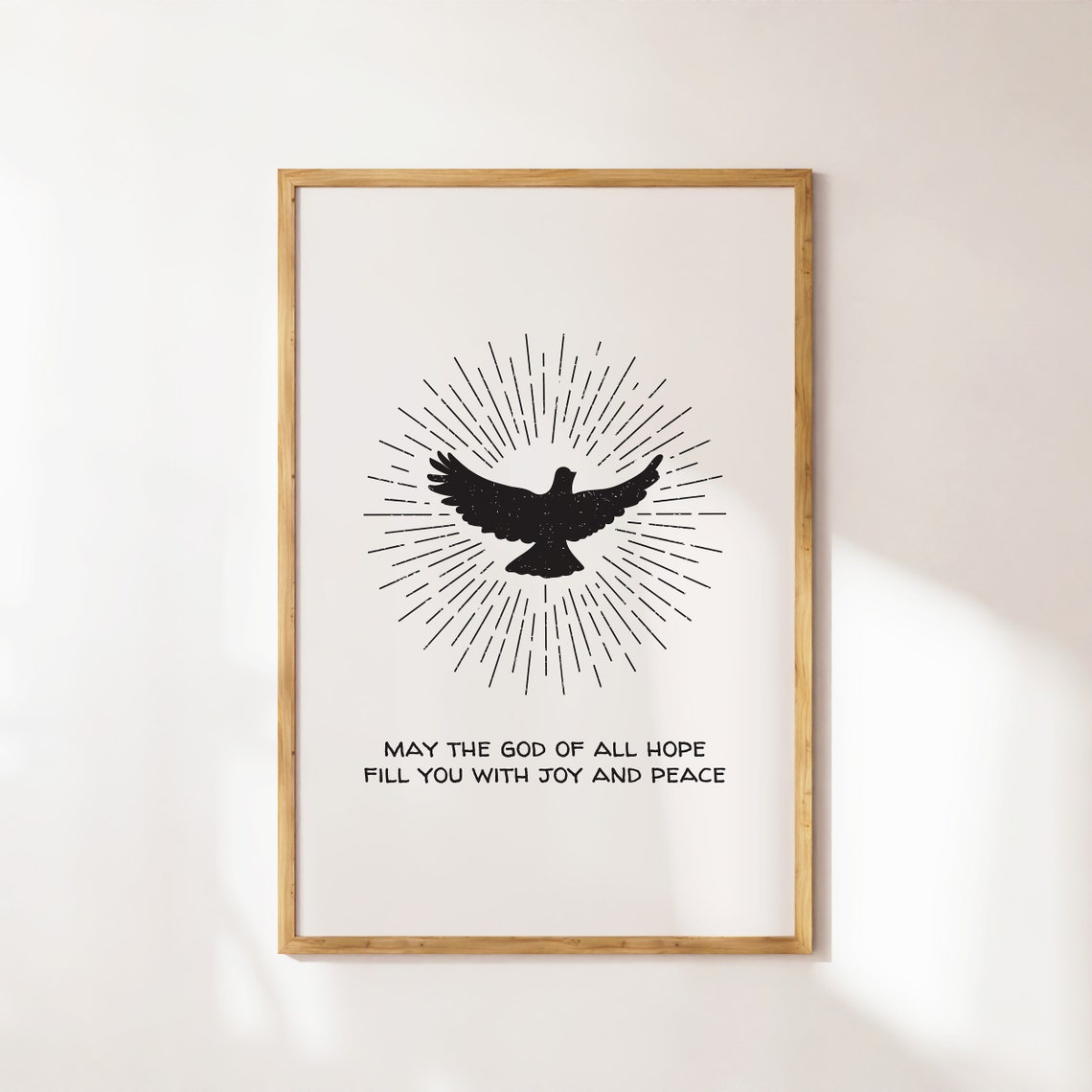Dove Of Hope Sunburst Vintage Line Art Romans 15 Verse Poster - Image 4