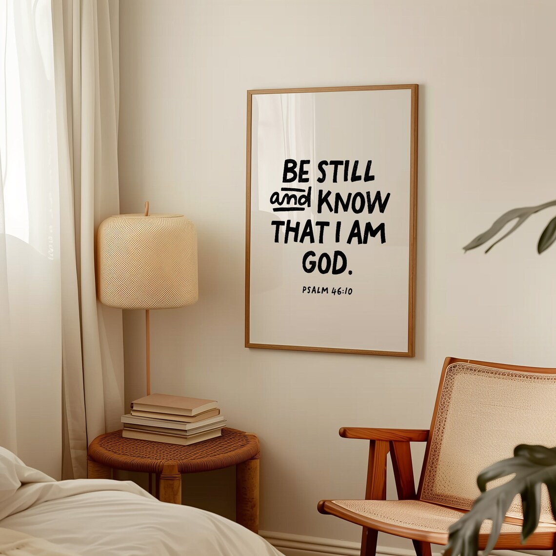 Be Still And Know That I Am God Psalm 46 10 Black Brush Typography Christian Wall Art - Image 4