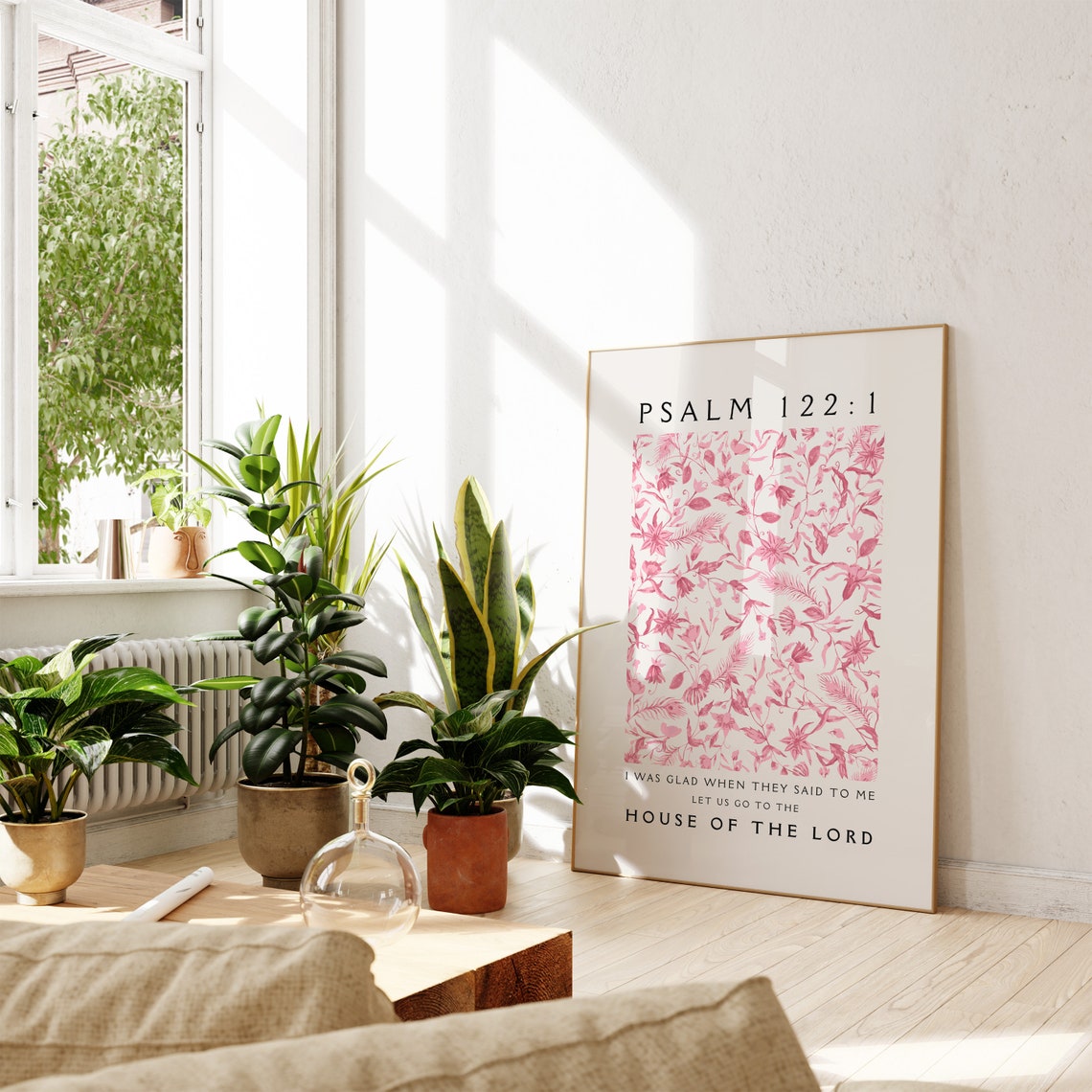Psalm 122:1 Pink Floral House Of The Lord Bible Scripture Print - Image 4