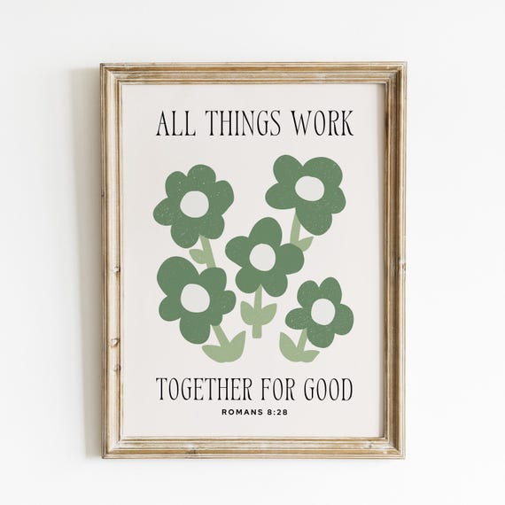Romans 8 Minimalist Green Christian Typography Trendy Art Print Bible Verse Wall Art Christian Housewarming Gift
