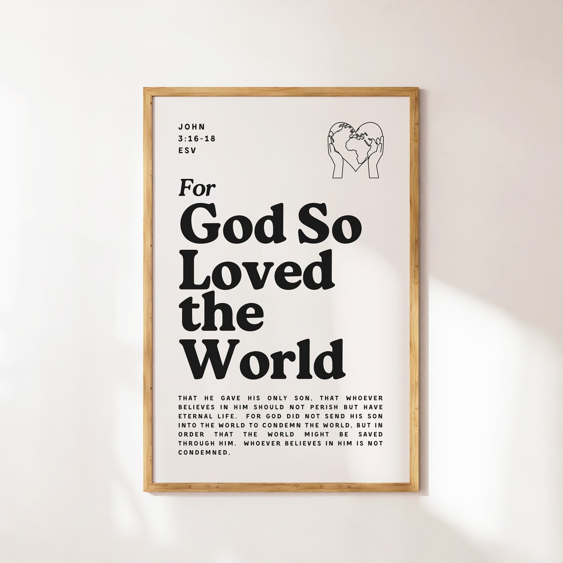 For God So Loved the World John 3 16 18 Black Serif Bible Verse Faith Poster - Image 4