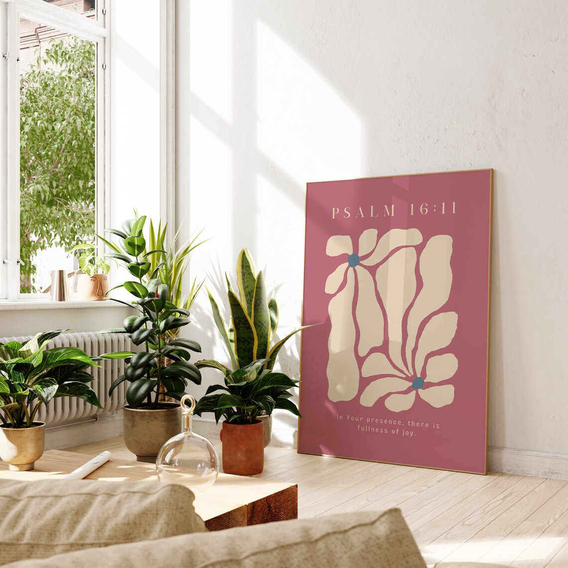 Psalm 16 11 Fullness of Joy Rose Abstract Floral Retro Christian Wall Poster - Image 4