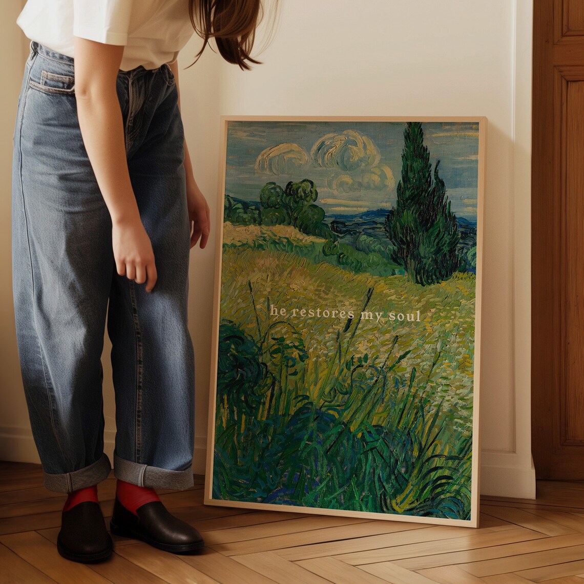 Vintage Psalm 23 Van Gogh Print Sage Green Kitchen Print Bible Verse Wall Art Scripture Cute Poster Gift Her - Image 4