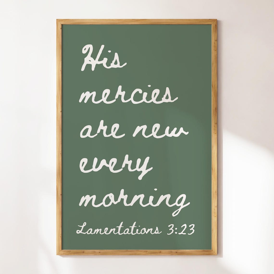 His Mercies Are New Every Morning Deep Sage Green Script Poster