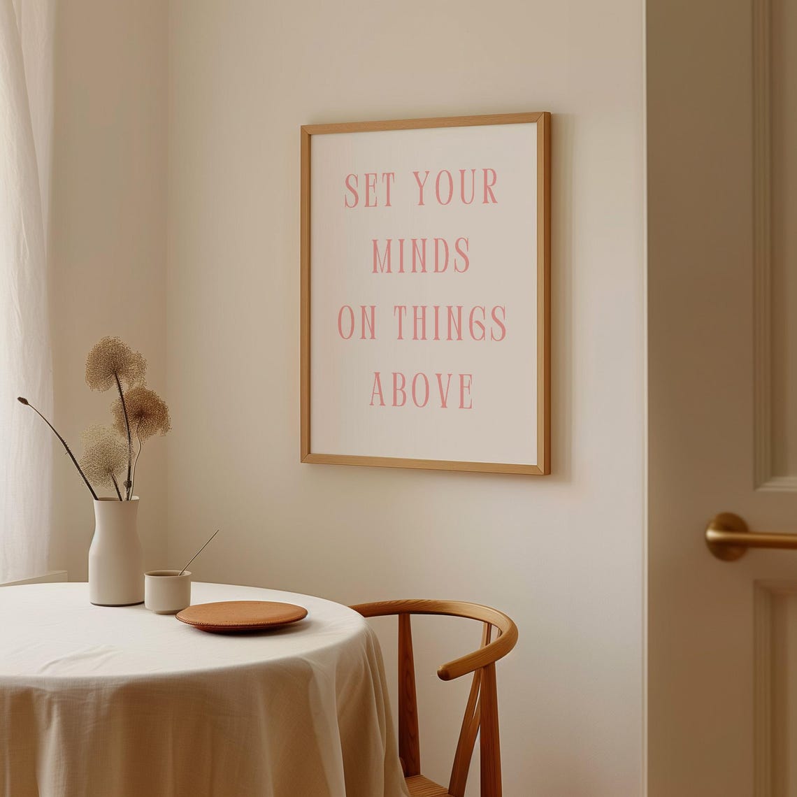 Set Your Minds On Things Above Blush Pink Serif Typography Poster - Image 4