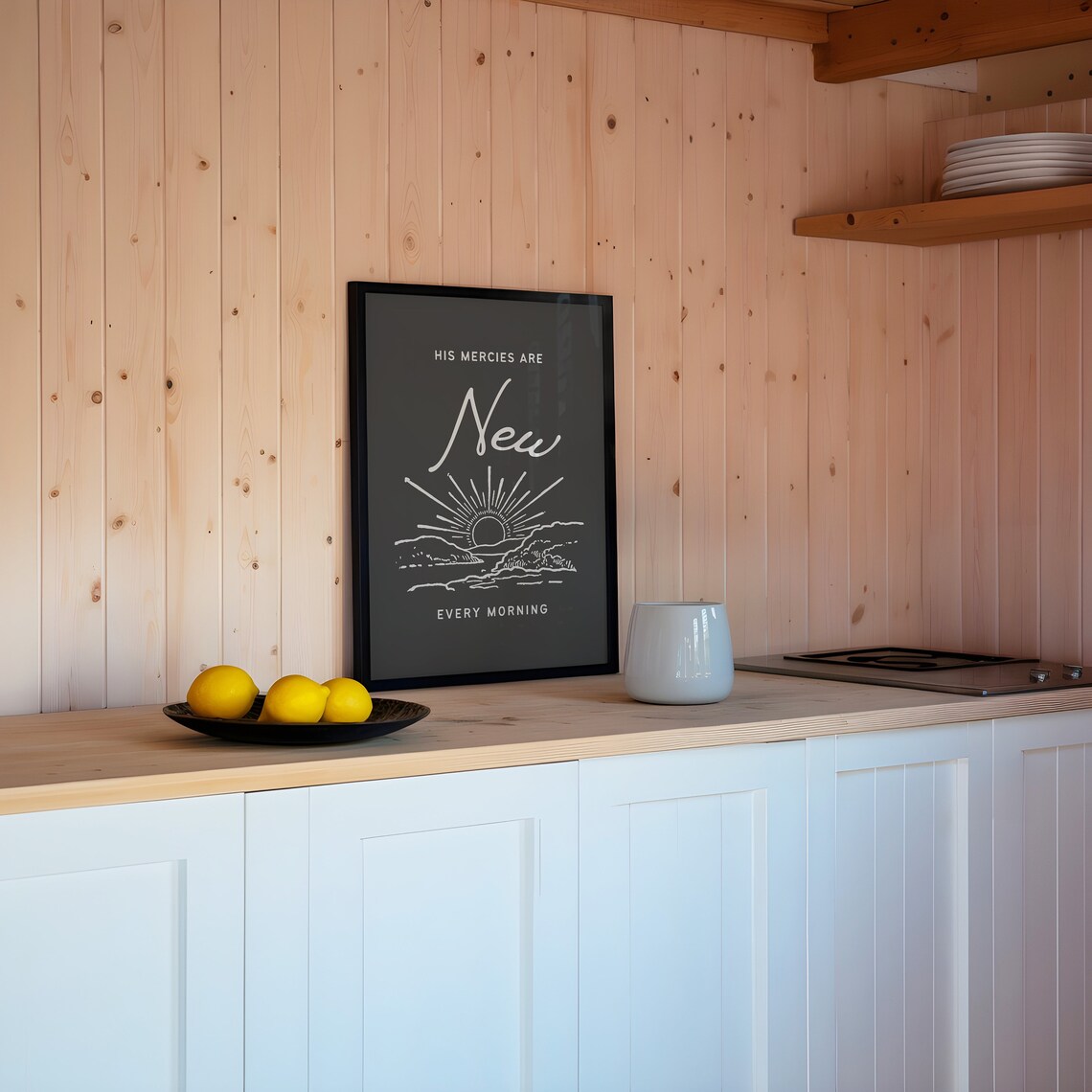 His Mercies Are New Every Morning Sunrise Black Retro Christian Poster - Image 3