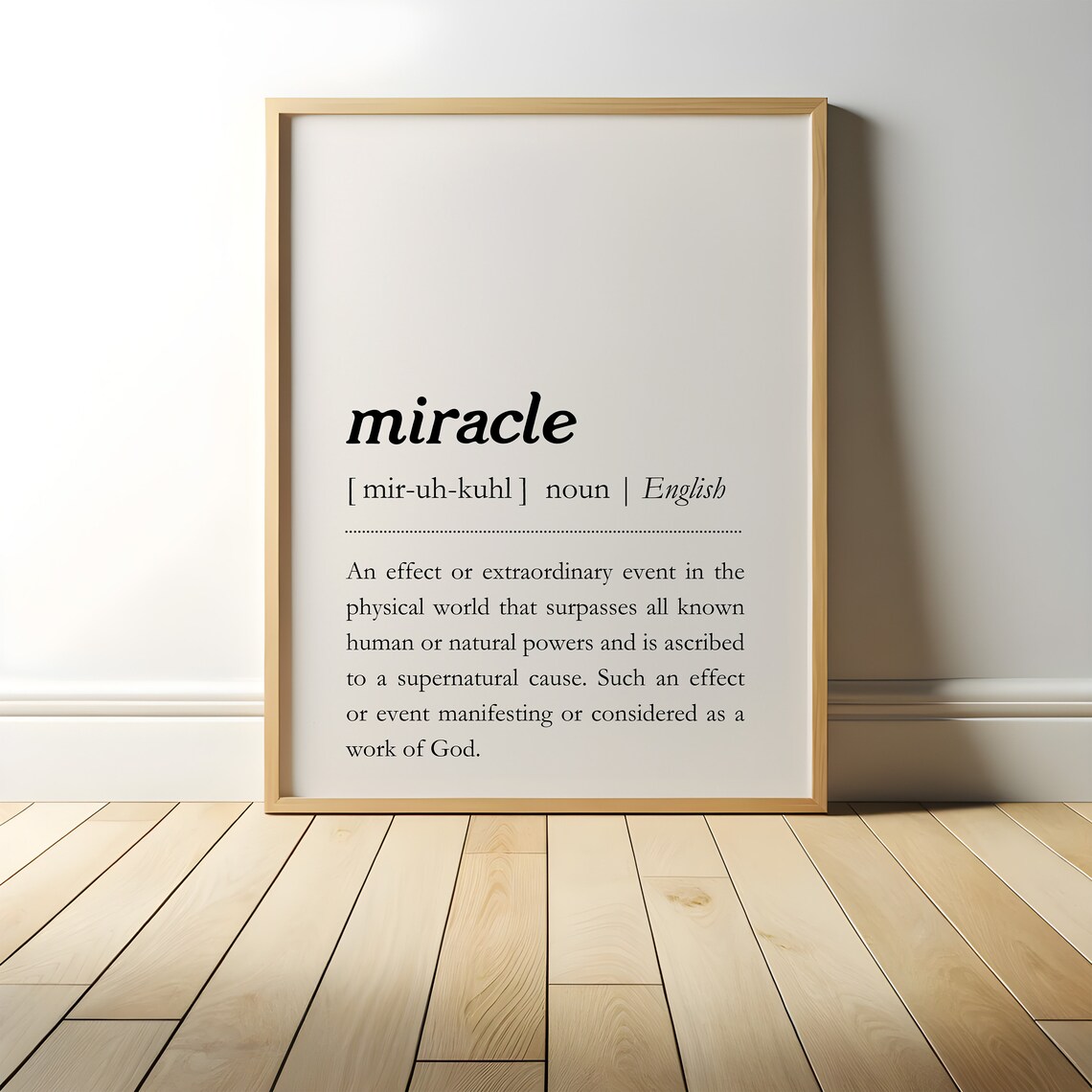 Miracle Dictionary Definition Noun Meaning Black Minimalist Typography Poster - Image 3