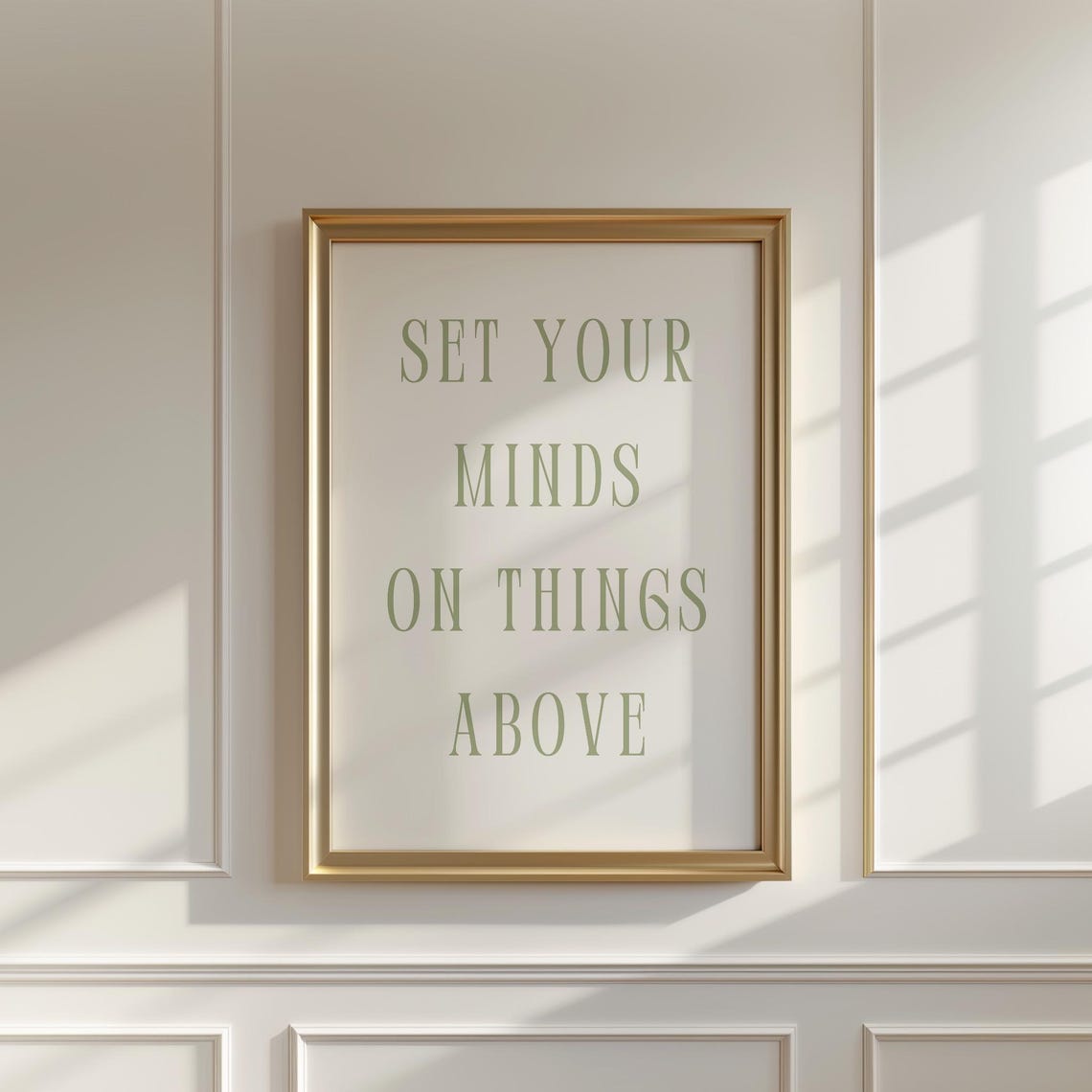 Set Your Minds On Things Above Cream Sage Minimalist Verse Poster - Image 4