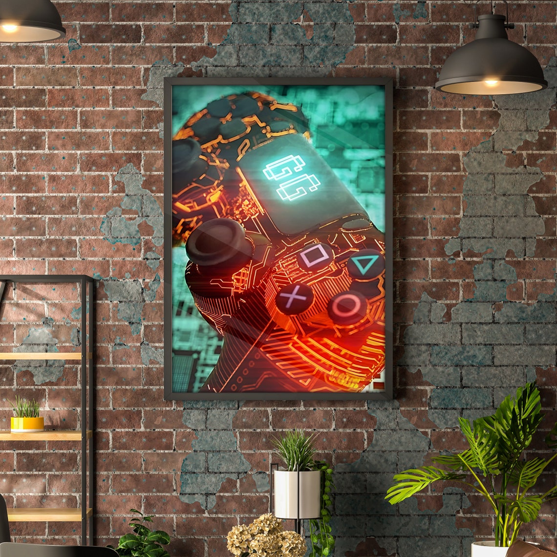 Circuit Board Game Controller Neon Macro Closeup Tech Art Poster - Image 3