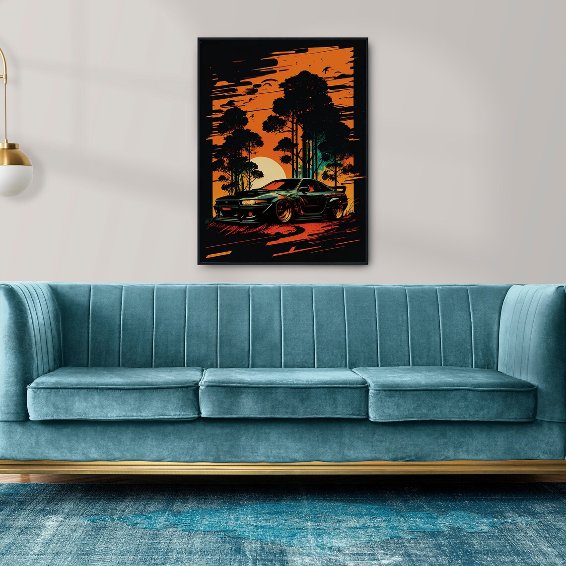 JDM Japanese Sports Car Sunset Pine Forest Vintage Automotive Poster - Image 2