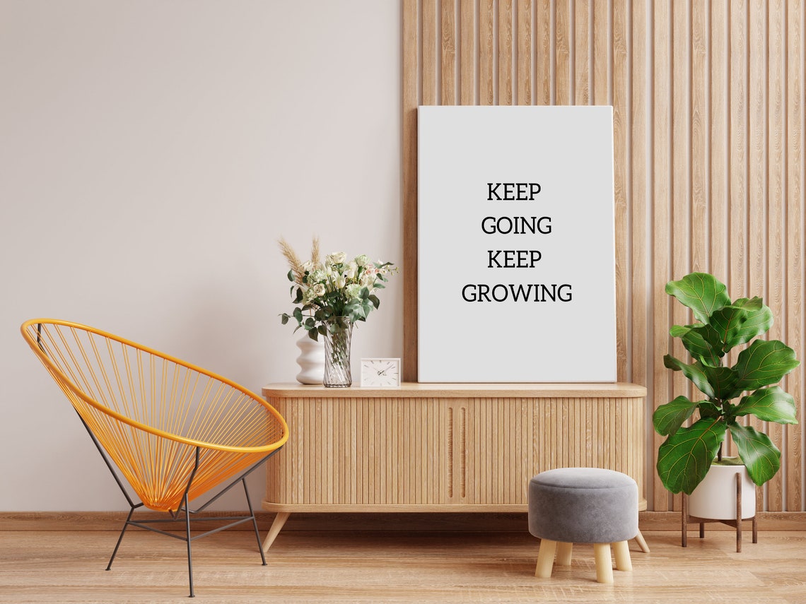 Keep Going Keep Growing Minimalist Wall Art Inspirational Quotes Art Black And White Office Decor Poster Art - Image 2