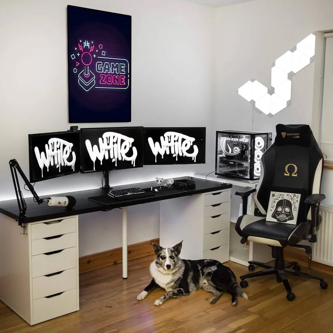 Game Zone Neon Sign Joystick Retro Gamer Room Vintage Art Poster - Image 3