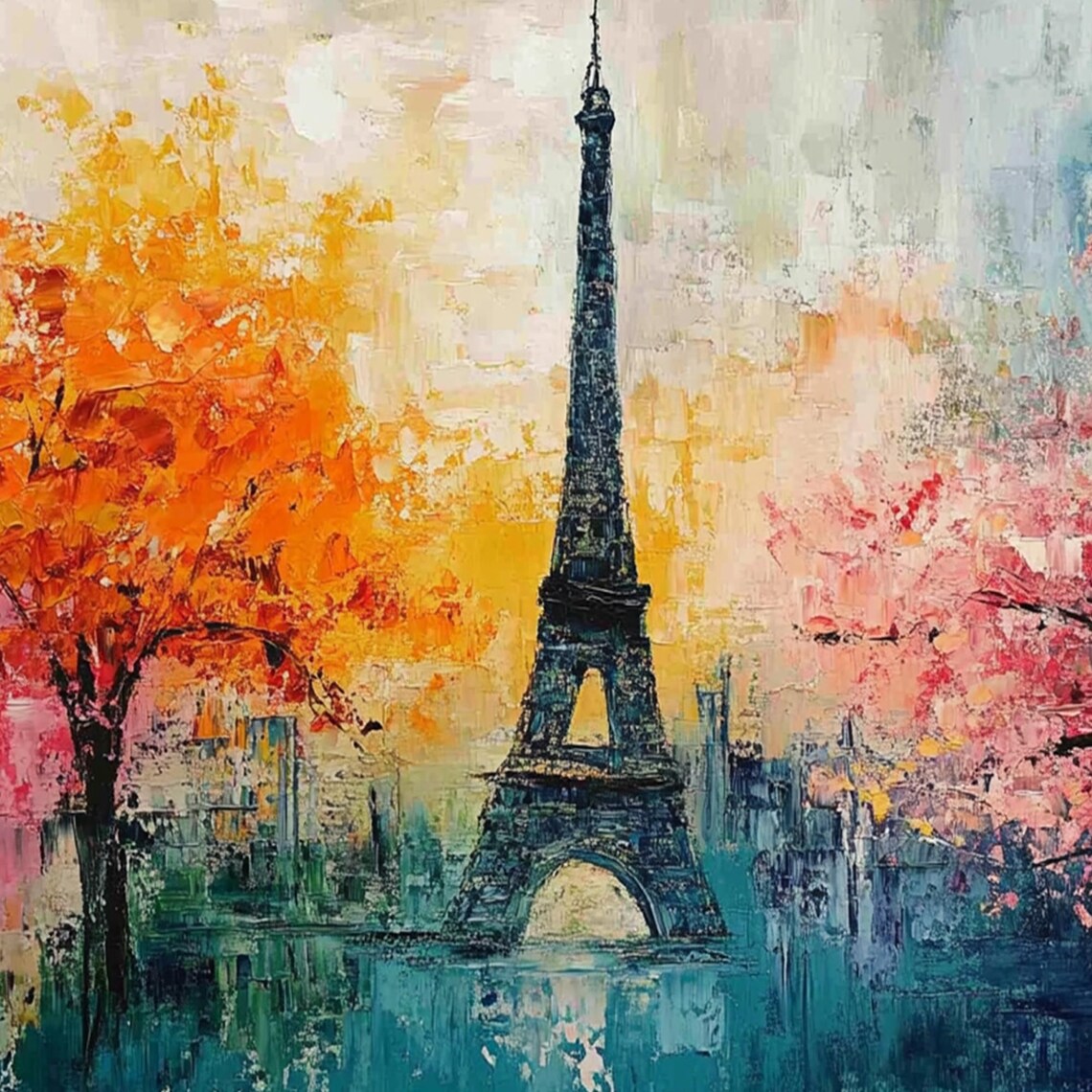 Paris Eiffel Tower Abstract, Oil-Painting-Style Art Print - Image 4
