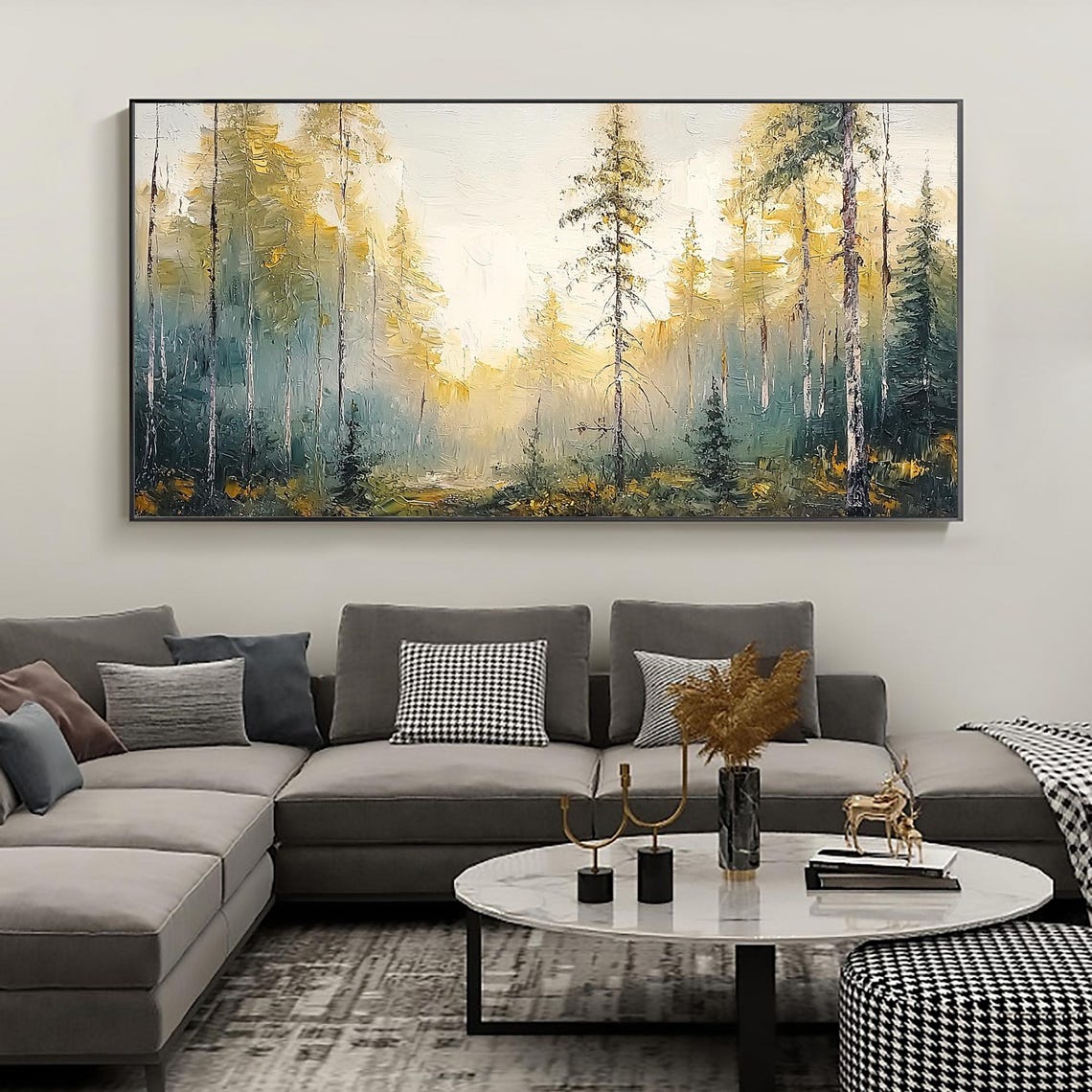 Golden Sunlit Forest Path With Tall Trees In Morning Light Poster - Image 5
