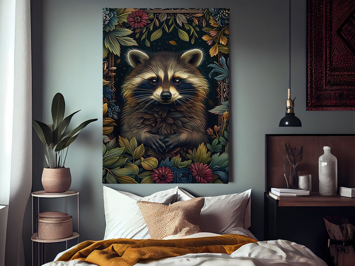 Vintage Raccoon Print, Retro Animal Poster Print - Image 2