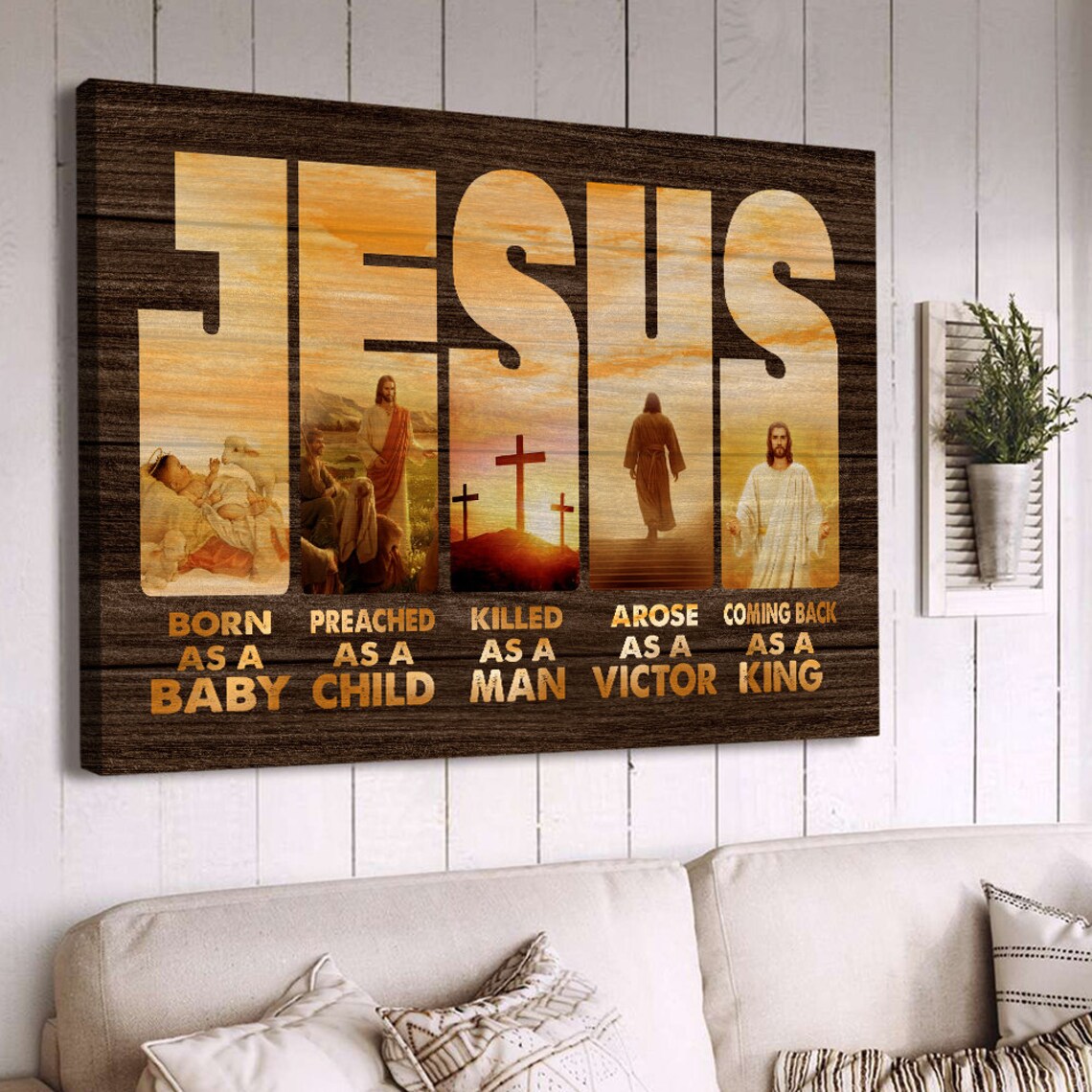 Jesus Born As A Baby Coming Back As A King Christian Faith Canvas Poster - Image 4