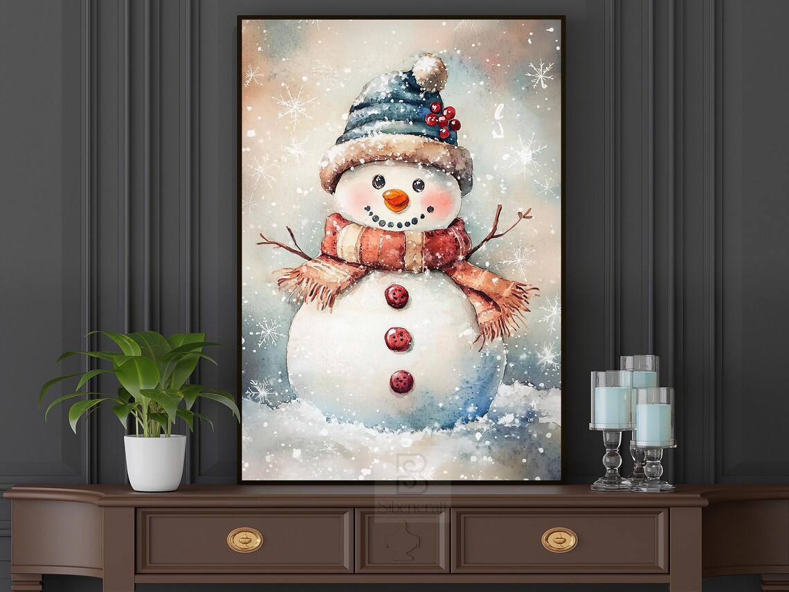 Vintage Snowman Christmas Holiday Poster Print - Image 3
