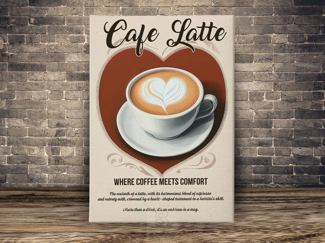 Vintage Cafe Latte Poster Print, Coffee Decor - Image 2