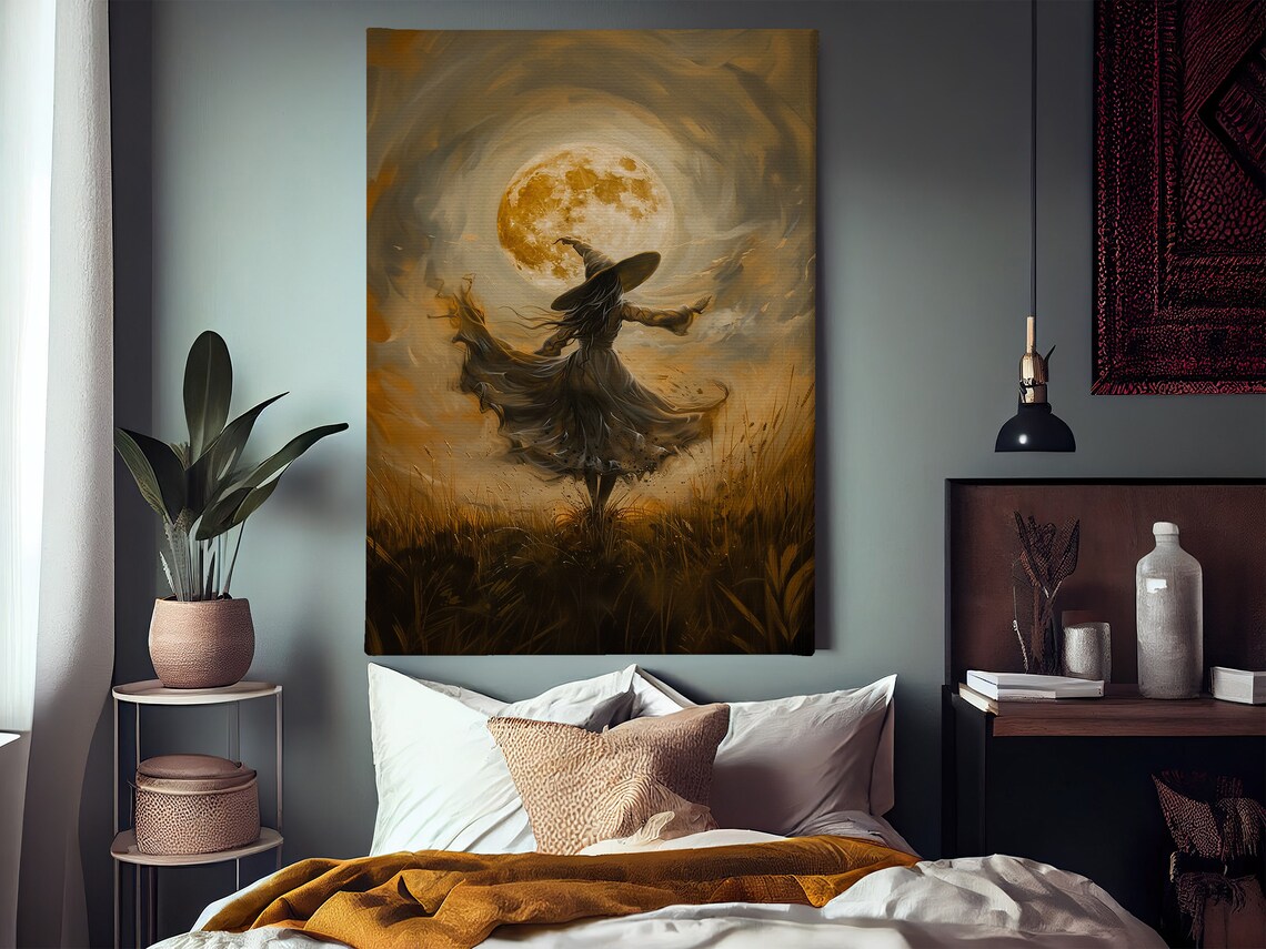 Cottage Witch Dancing Under Moonlight, Vintage Poster Print - Image 2