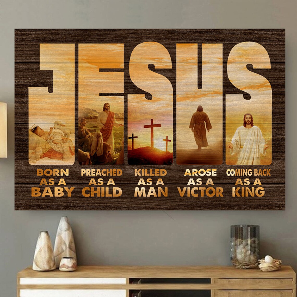 Jesus Born As A Baby Coming Back As A King Christian Faith Canvas Poster