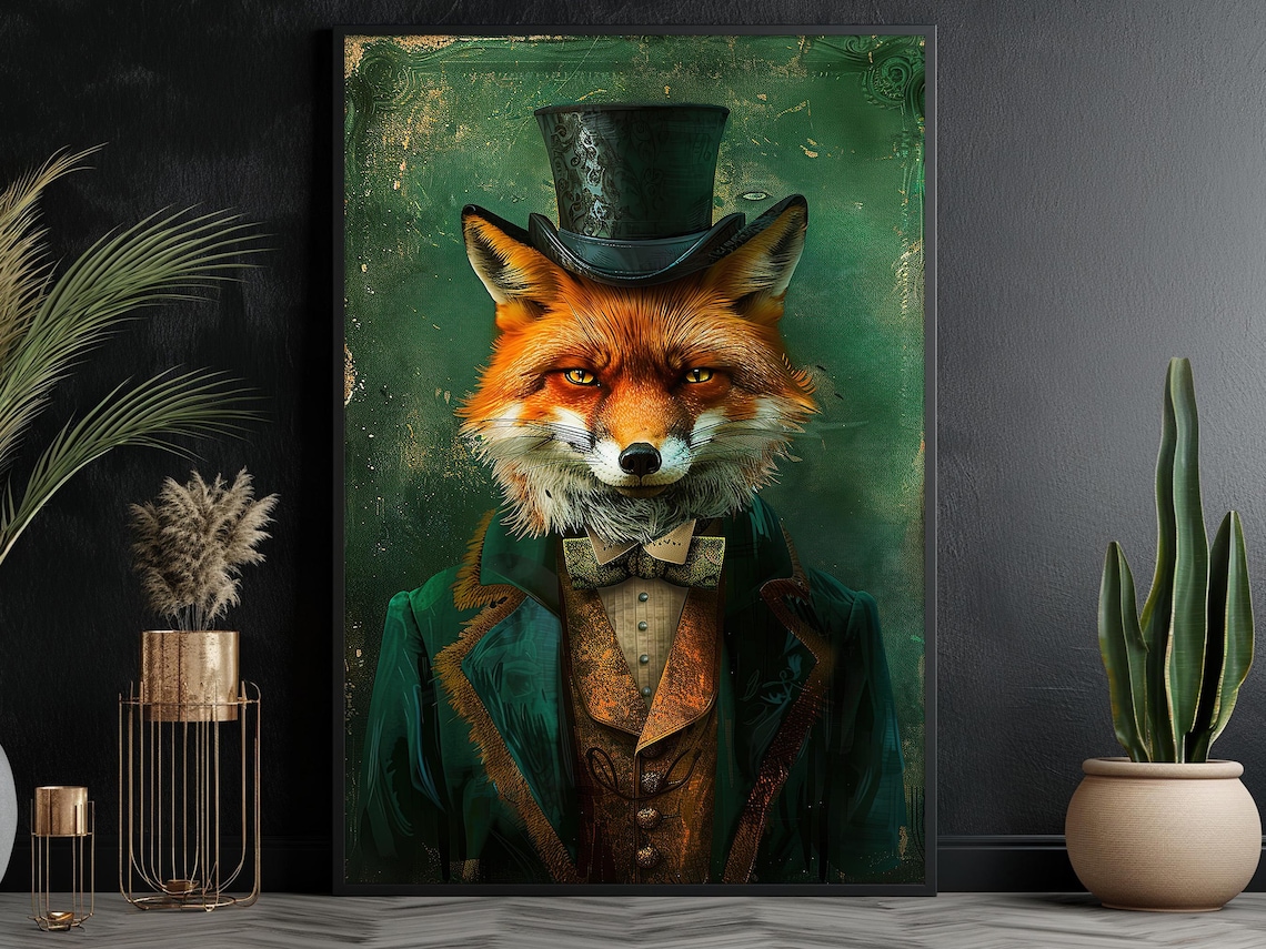 Cottage Renaissance Gentleman Fox, Gothic Art Print