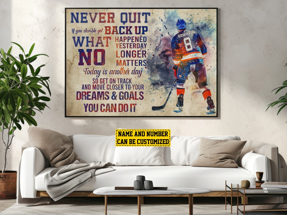 Vintage Hockey Life Lessons Personalized Art Print - Image 2