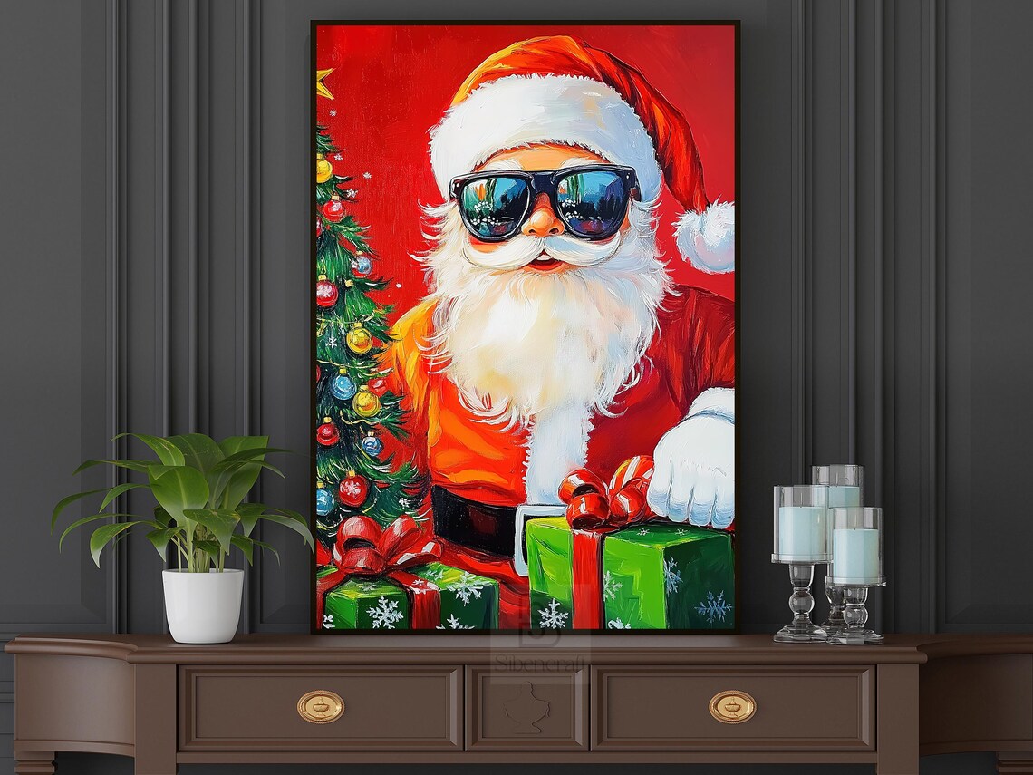 Funny Santa Portrait, Cozy Christmas Poster Print - Image 4