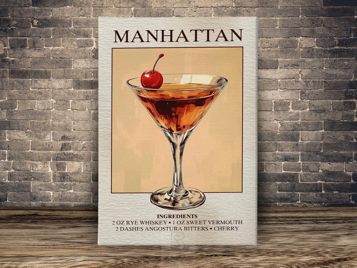 Manhattan Wine Poster Print, Bar Decor - Image 2