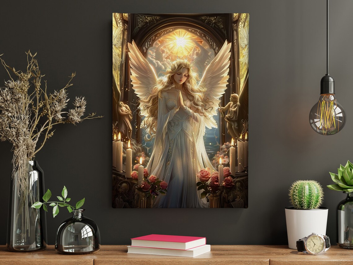 Vintage Young Angel in Church, Faith Art Print - Image 4