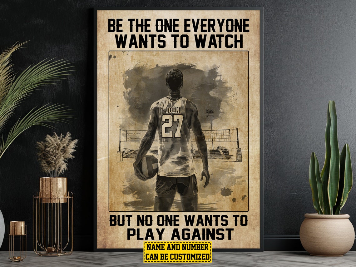 Personalized Volleyball Motivational Quote Vintage Player Poster Gift