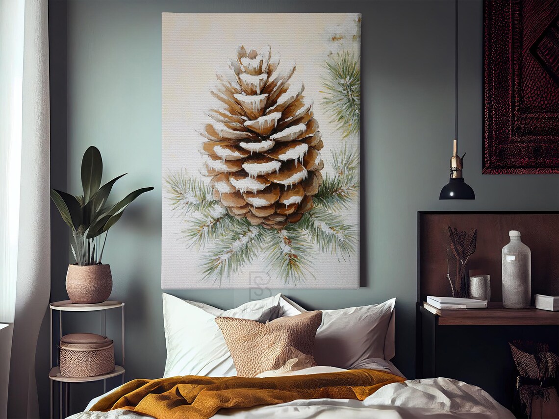 Cottage Pinecone Vintage Christmas Art Print, Winter Decor - Image 3